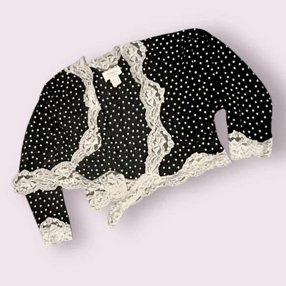 Vintage Victoria’s Secret 1980s Polka Dot Lace 3-Piece Set Robe Shorts Bra Small - Picture 16 of 16